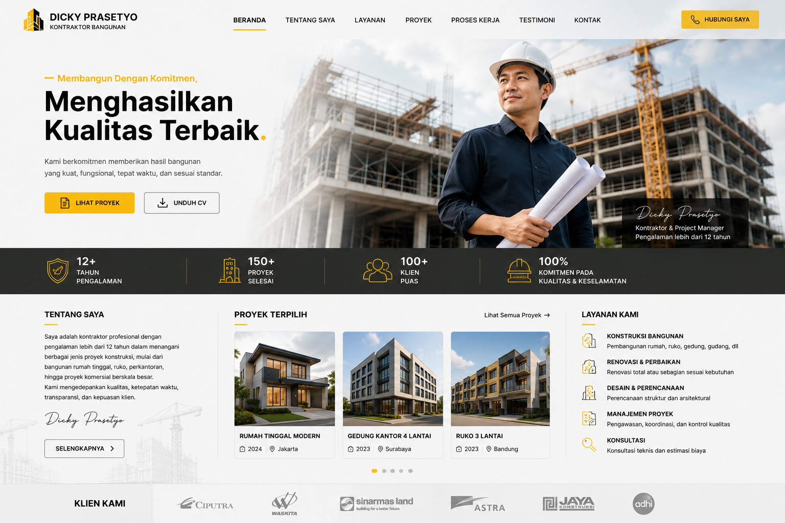 Preview desktop template landing page Kontraktor Bangunan