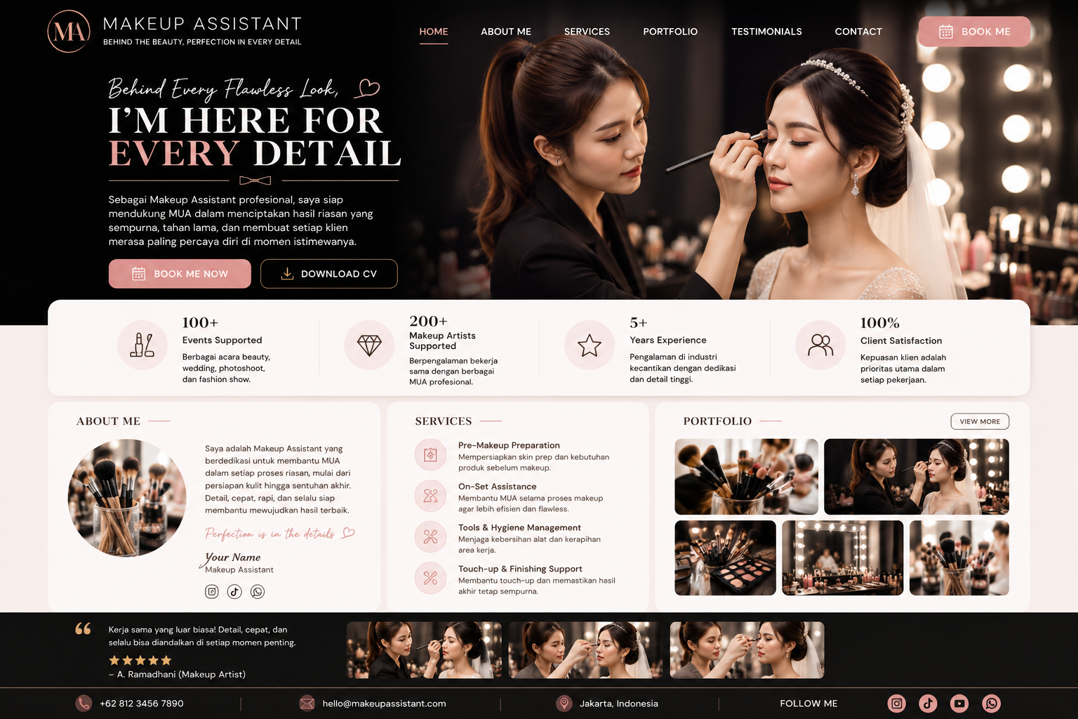 Preview desktop template landing page Makeup Assistant