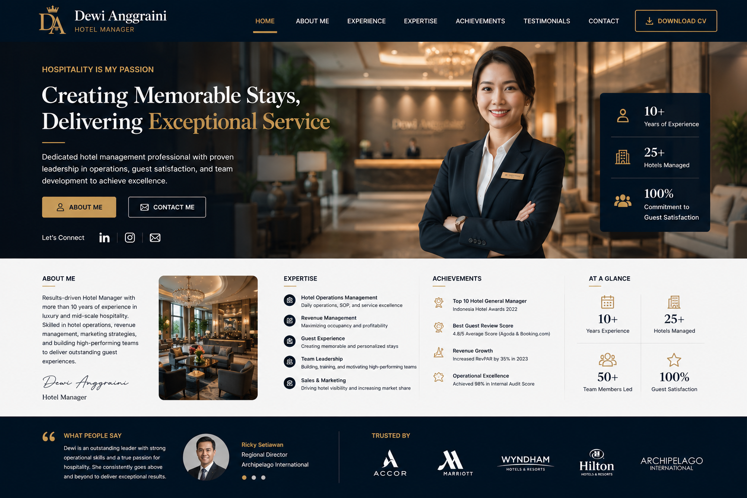 Preview desktop template landing page Manajer Hotel