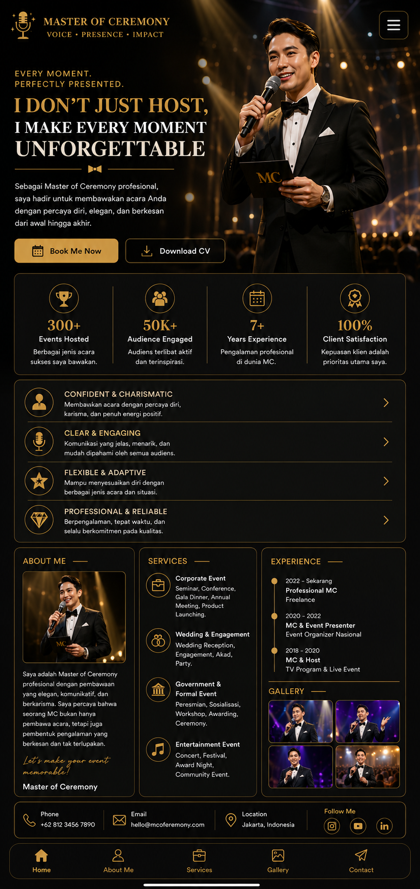 Preview mobile template landing page Master of Ceremony