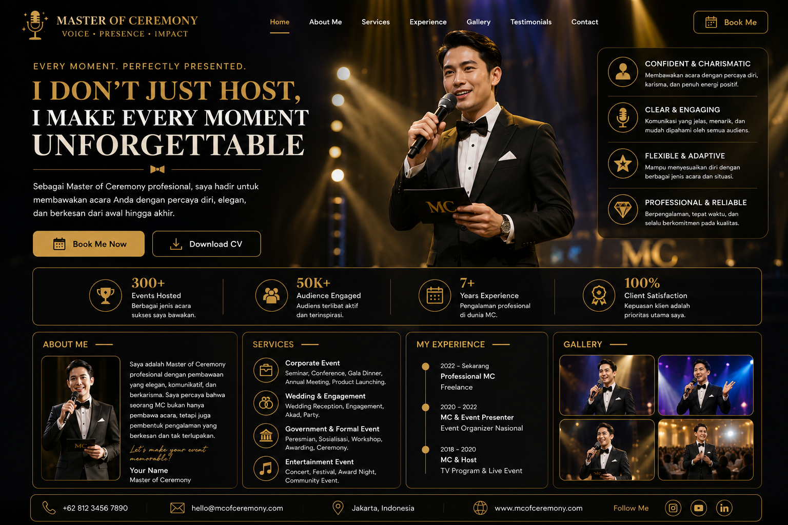 Preview desktop template landing page Master of Ceremony