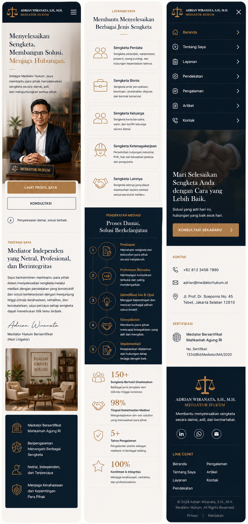 Preview mobile template landing page Mediator Hukum