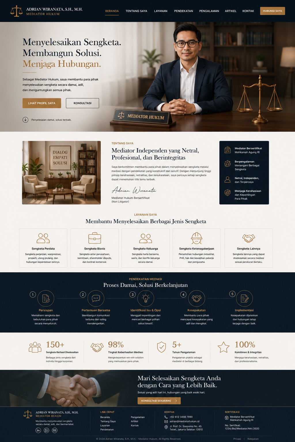 Preview desktop template landing page Mediator Hukum