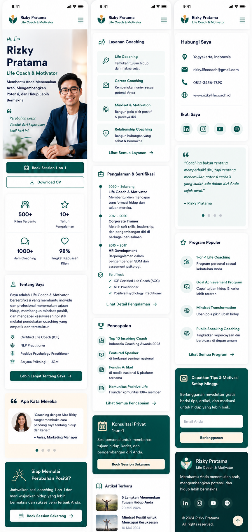 Preview mobile template landing page Motivator
