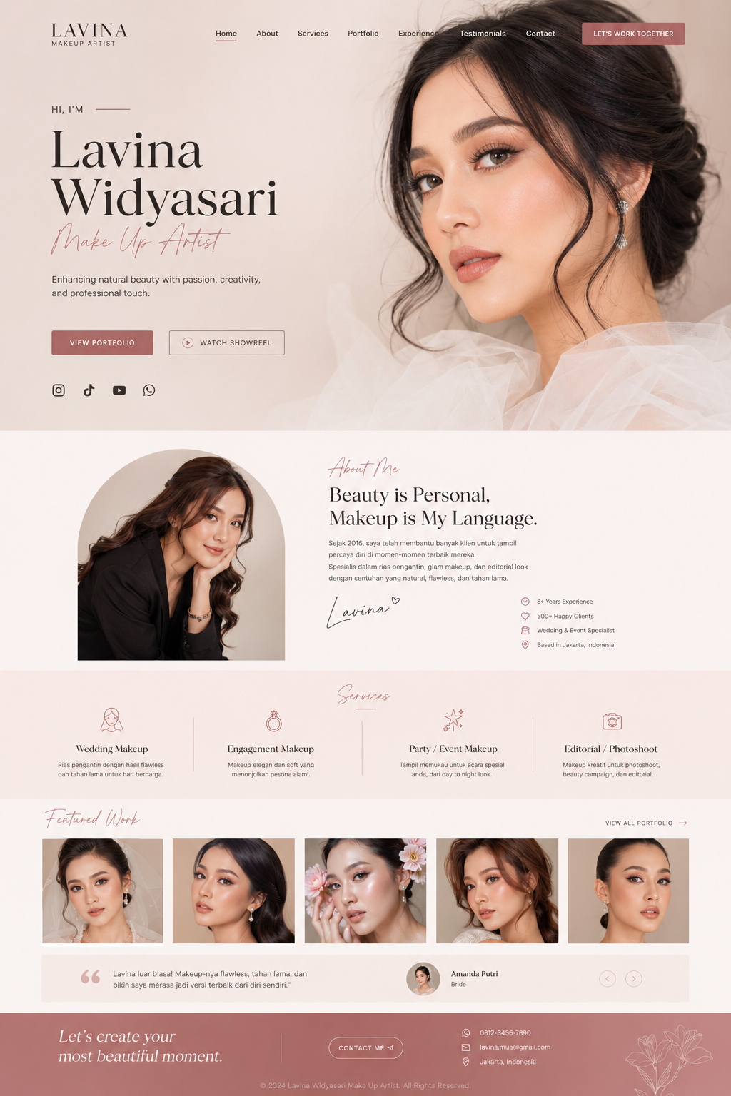 Preview desktop template landing page Make Up Artist (MUA)