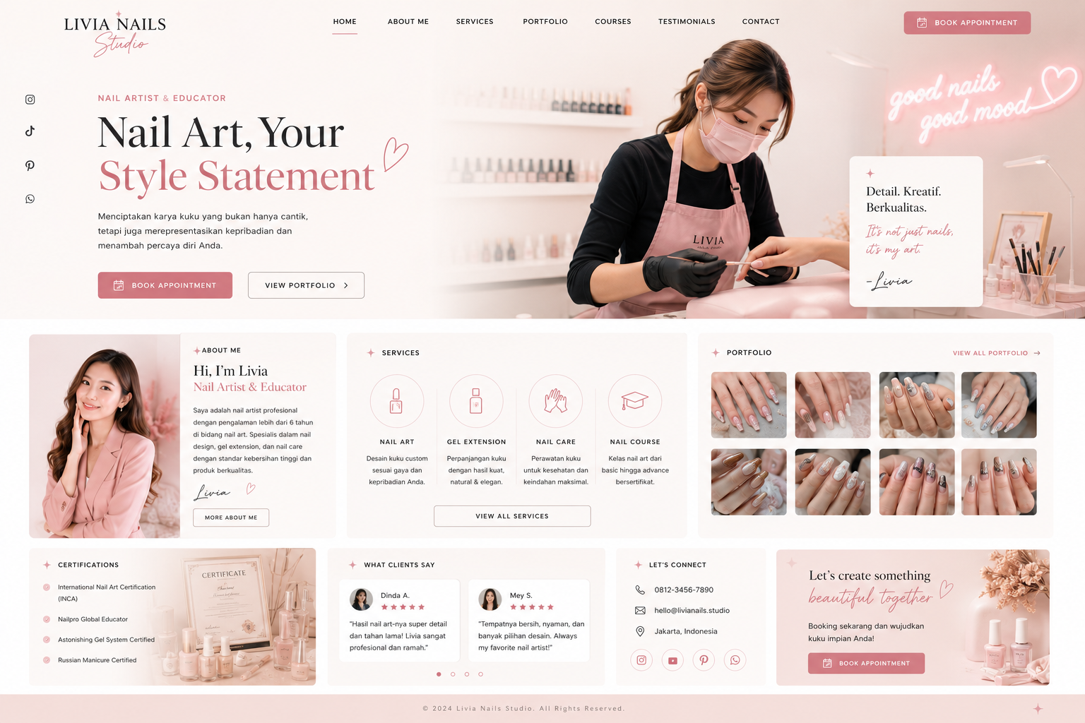 Preview desktop template landing page Nail Artist