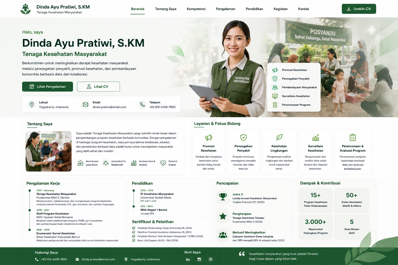 Preview desktop template landing page Tenaga Kesehatan Masyarakat