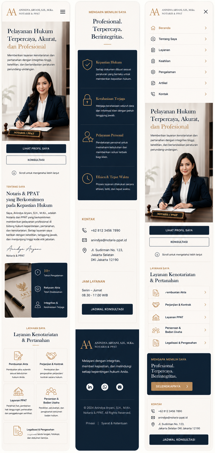 Preview mobile template landing page Notaris & PPAT