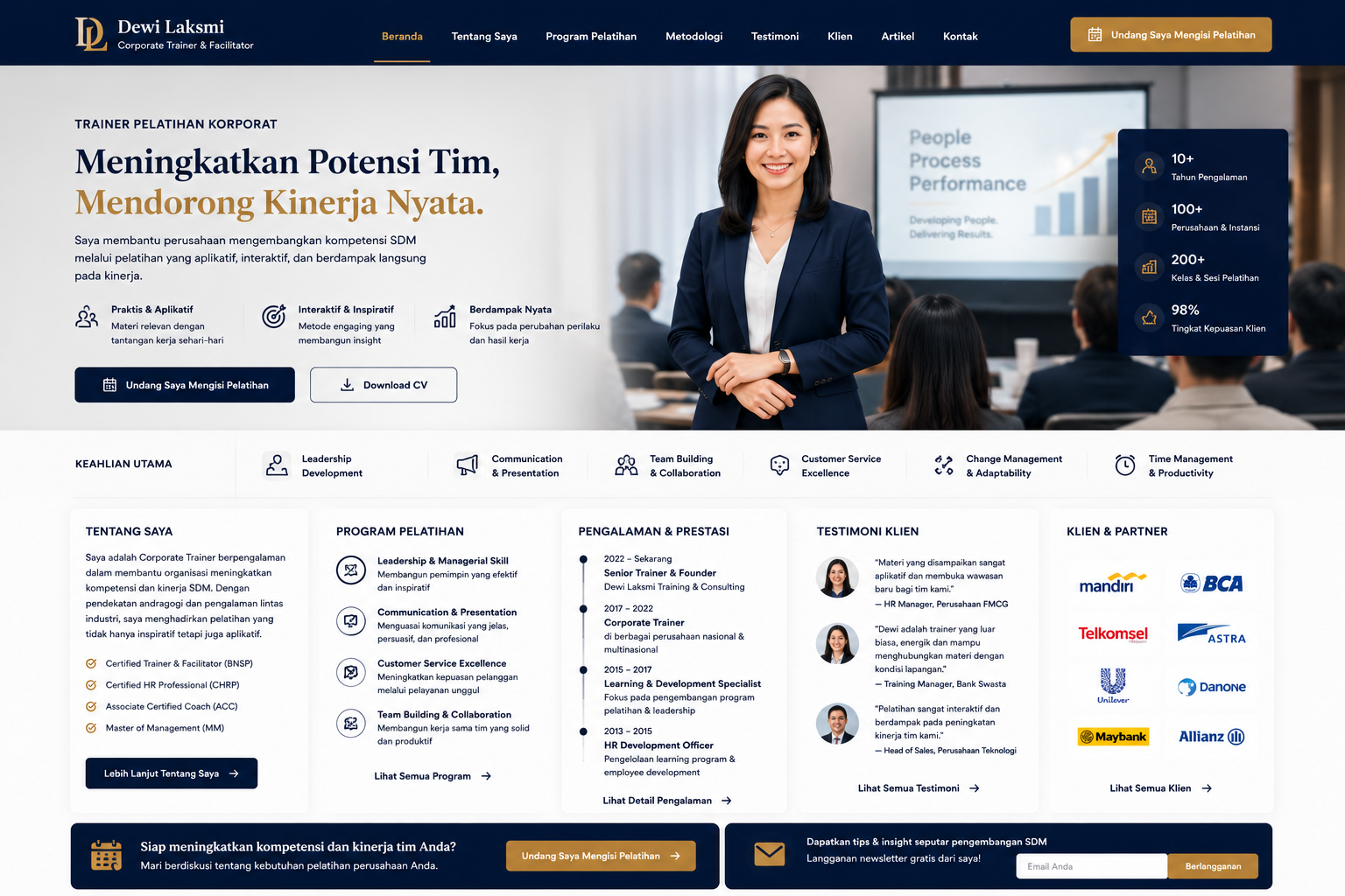 Preview desktop template landing page Pelatihan Korporat