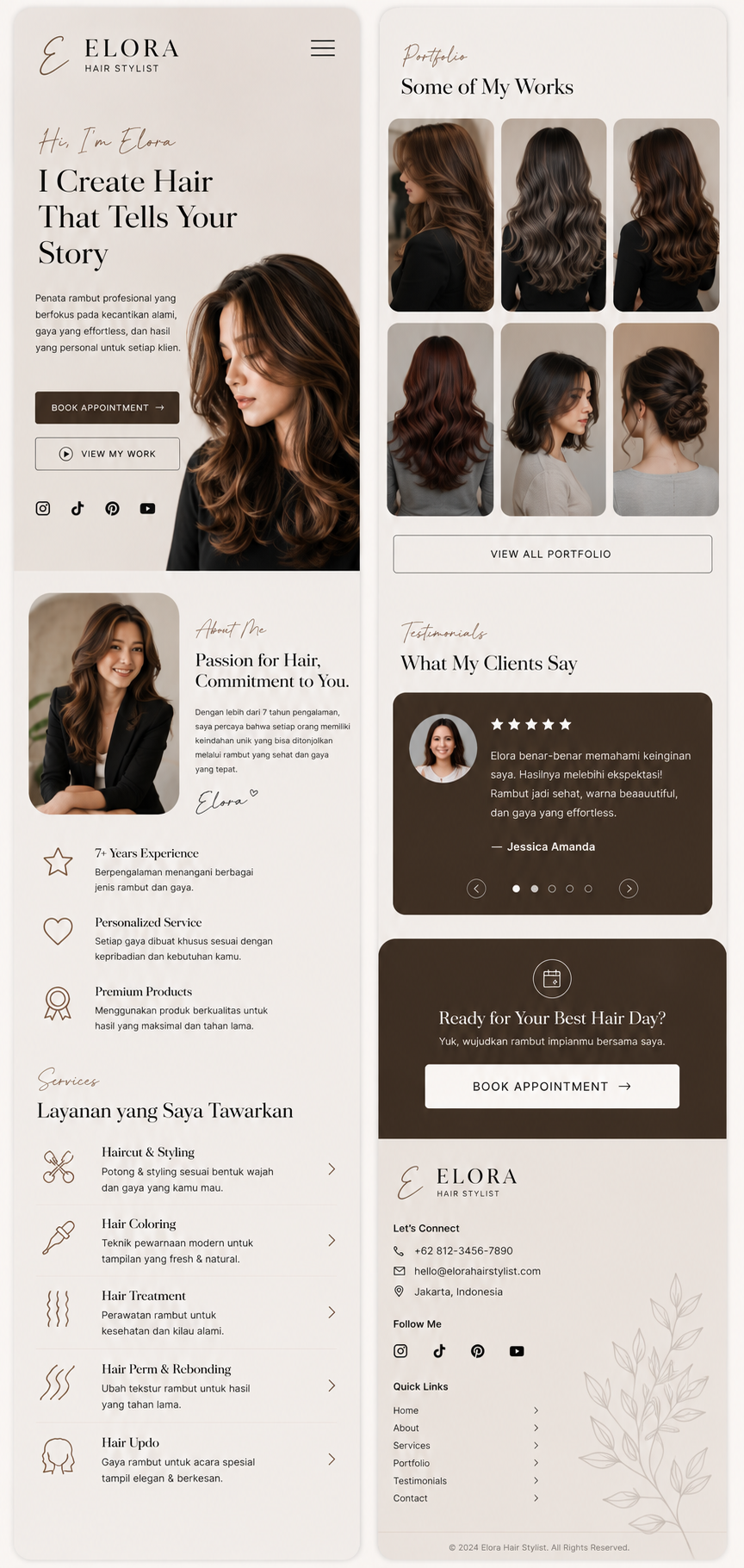 Preview mobile template landing page Penata Rambut
