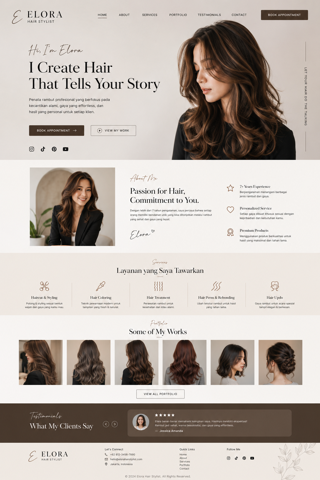 Preview desktop template landing page Penata Rambut