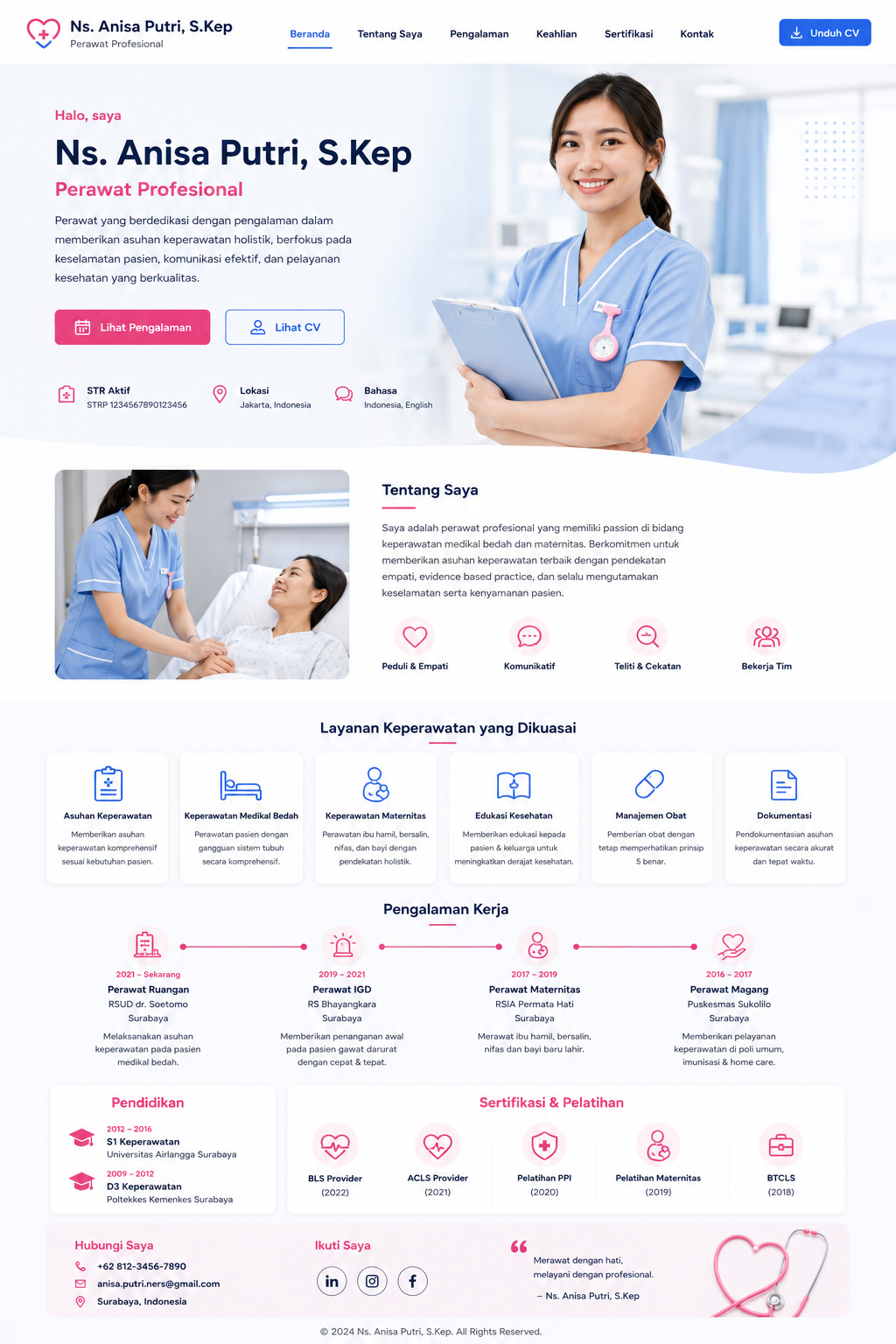 Preview desktop template landing page Perawat Profesional