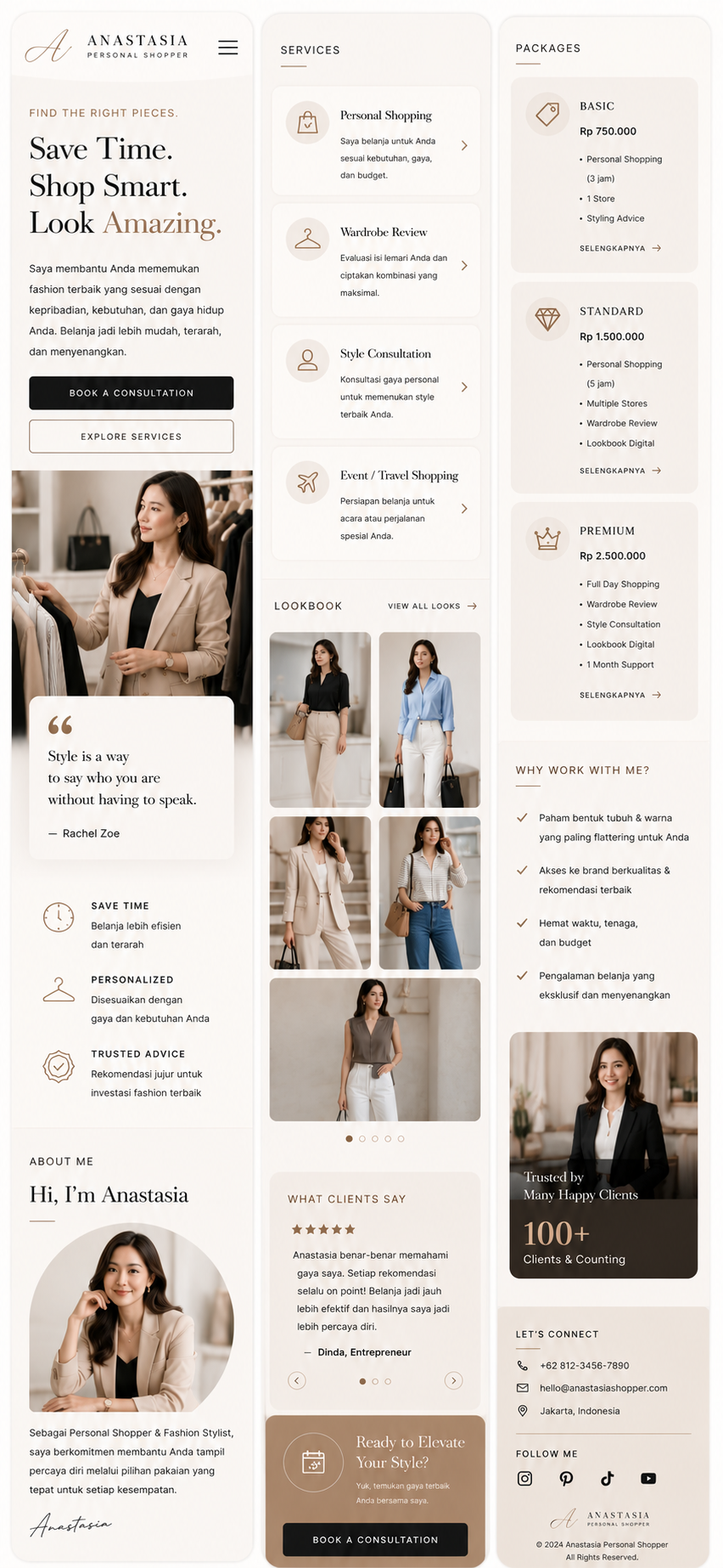 Preview mobile template landing page Personal Shopper
