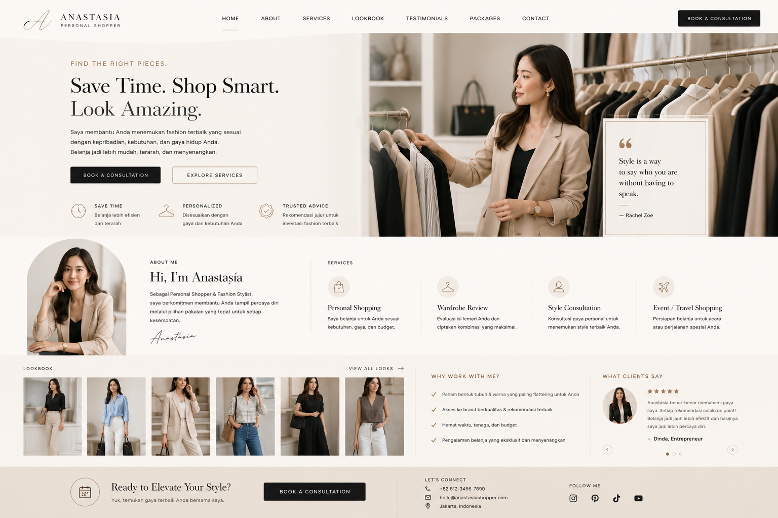 Preview desktop template landing page Personal Shopper