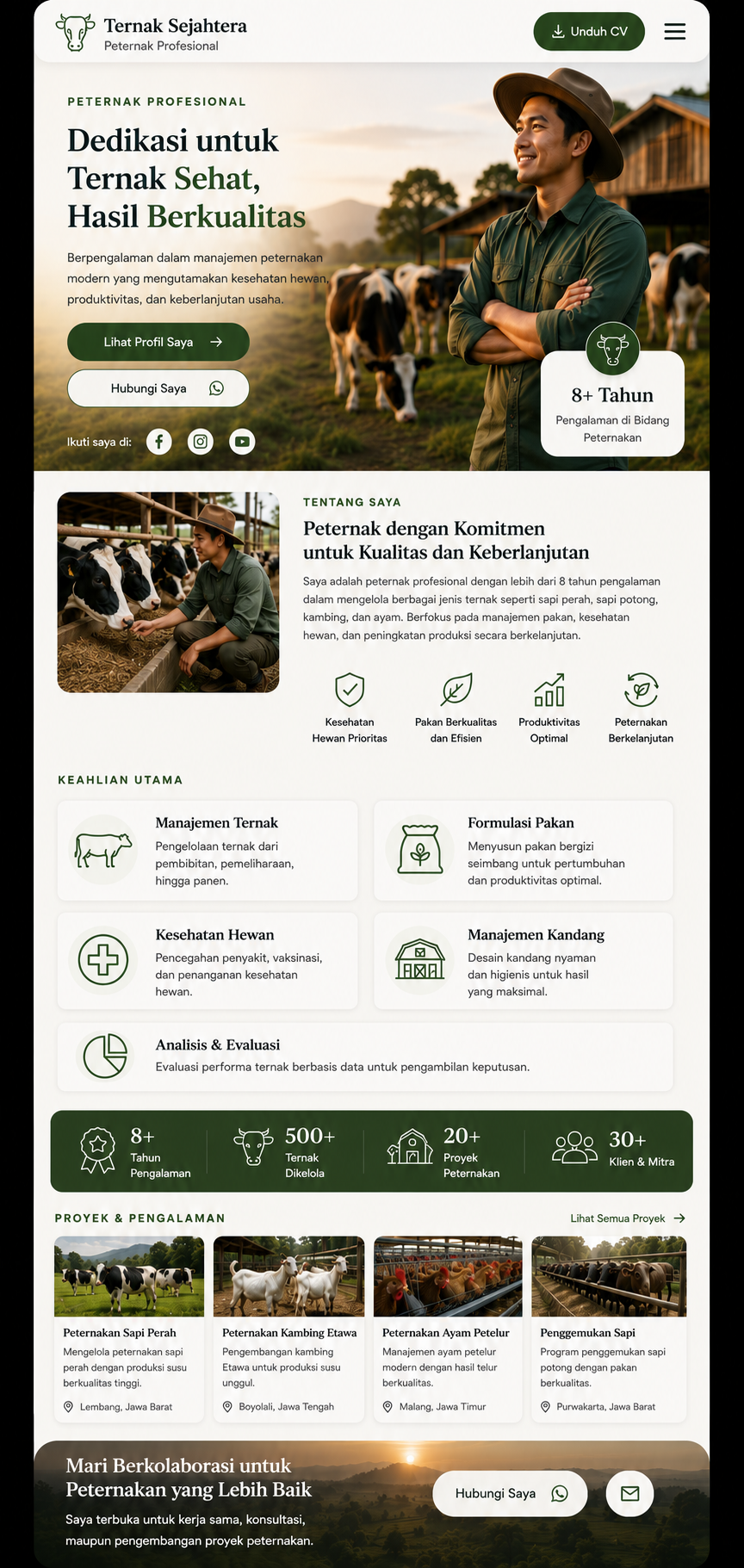 Preview mobile template landing page Peternak Profesional