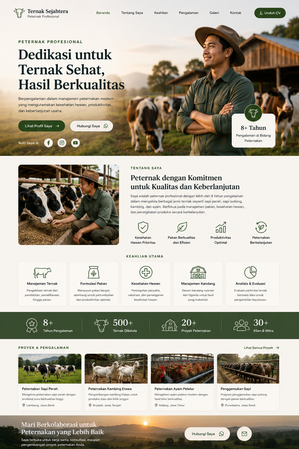 Preview desktop template landing page Peternak Profesional