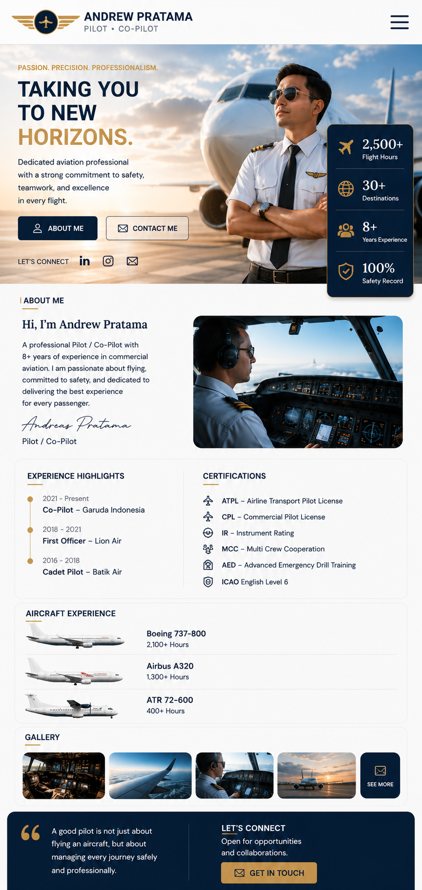 Preview mobile template landing page Pilot