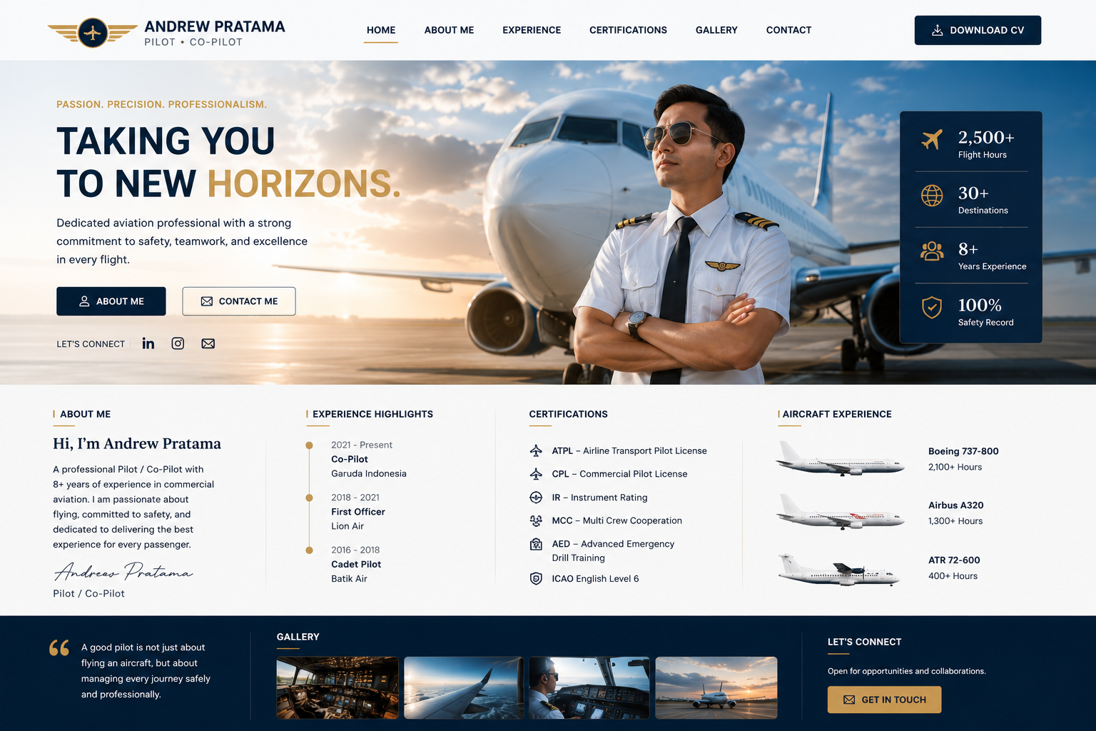 Preview desktop template landing page Pilot