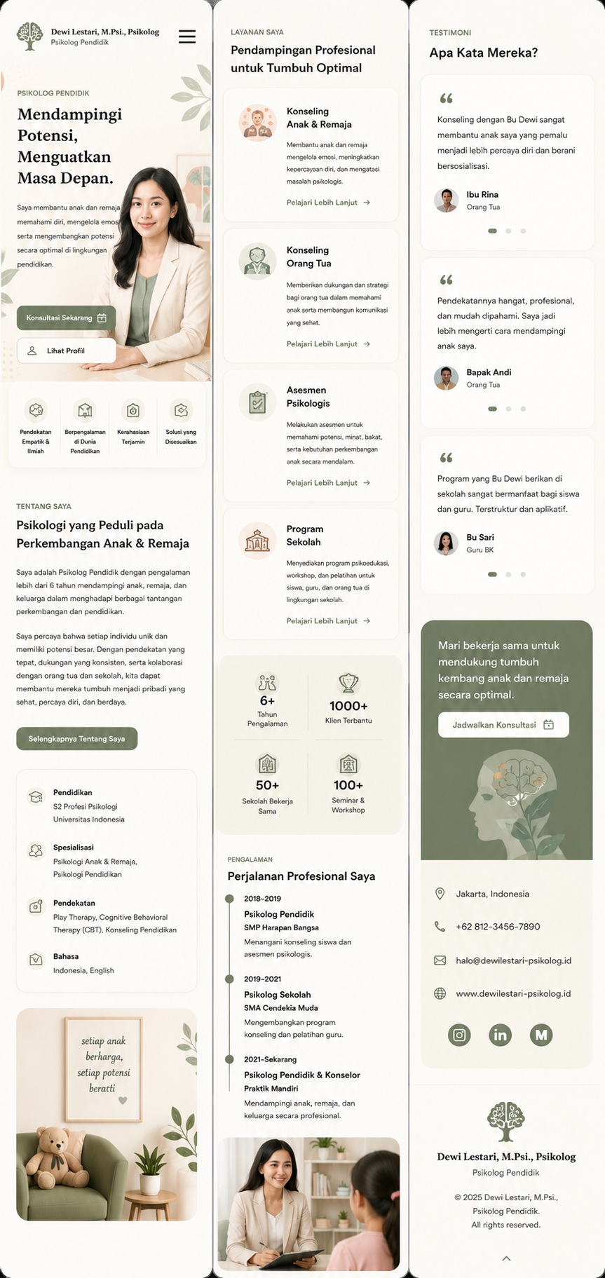 Preview mobile template landing page Psikolog Pendidikan