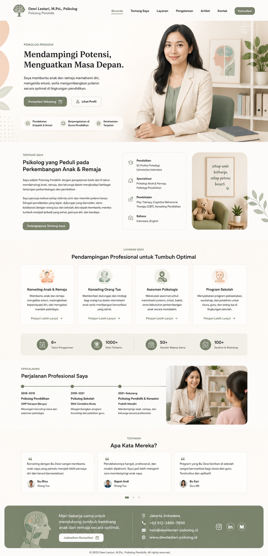 Preview desktop template landing page Psikolog Pendidikan