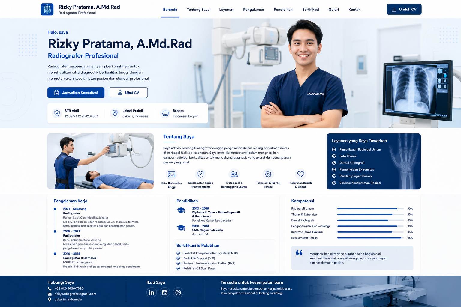 Preview desktop template landing page Radiografer