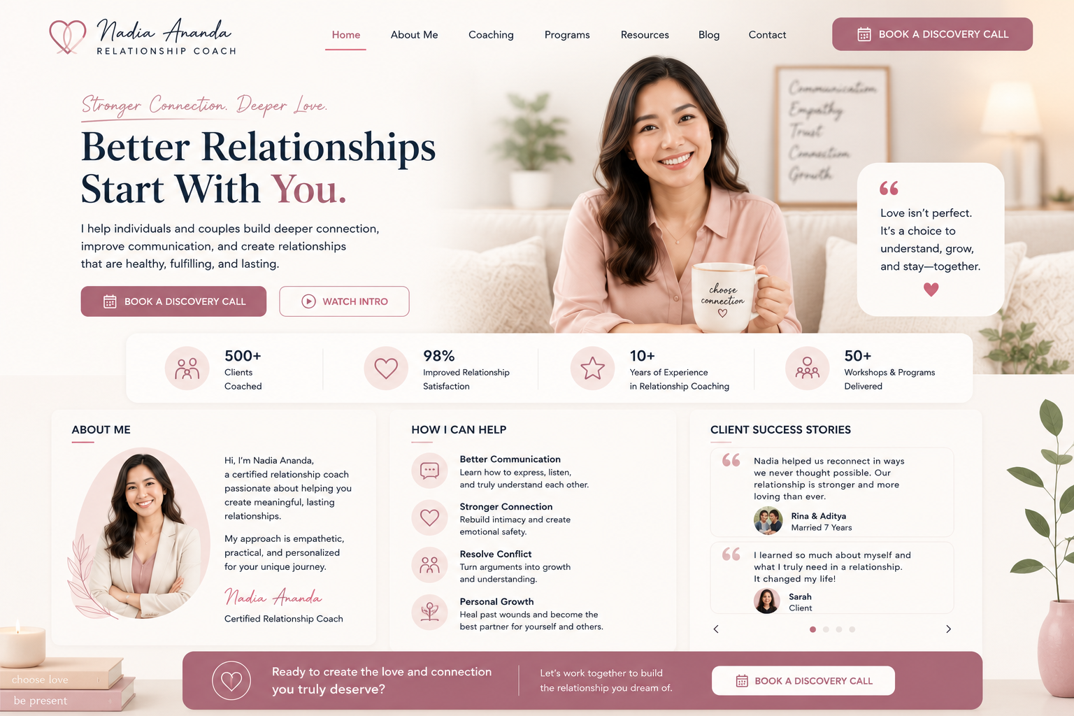 Preview desktop template landing page Relationship Coach