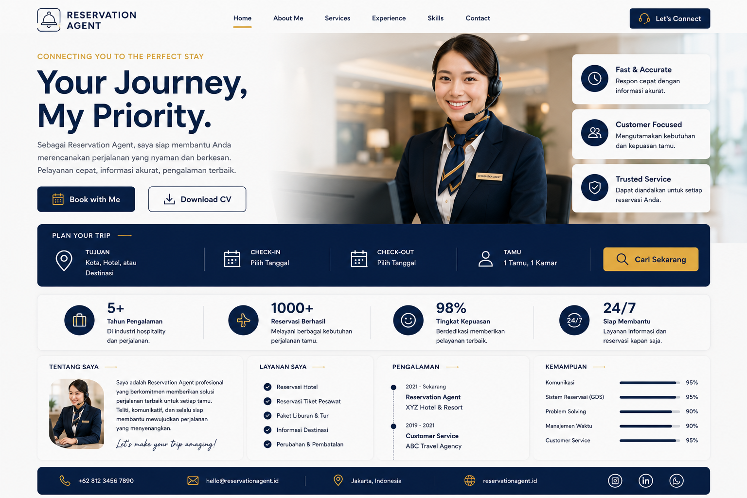 Preview desktop template landing page Reservation Agent