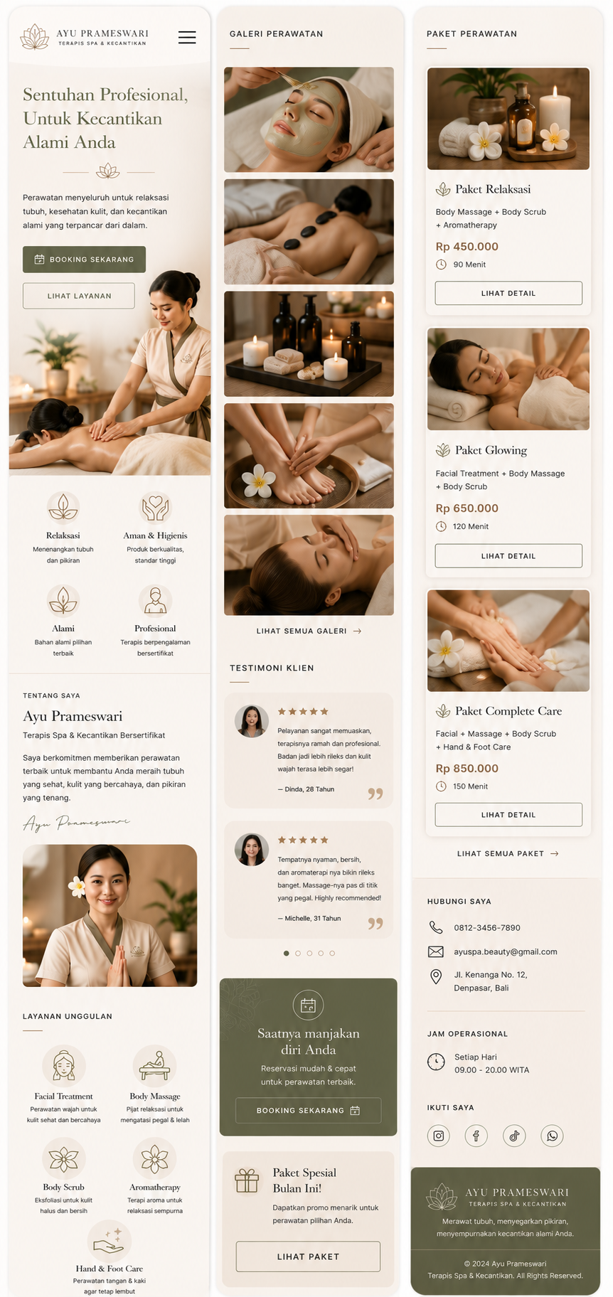 Preview mobile template landing page Terapis Spa