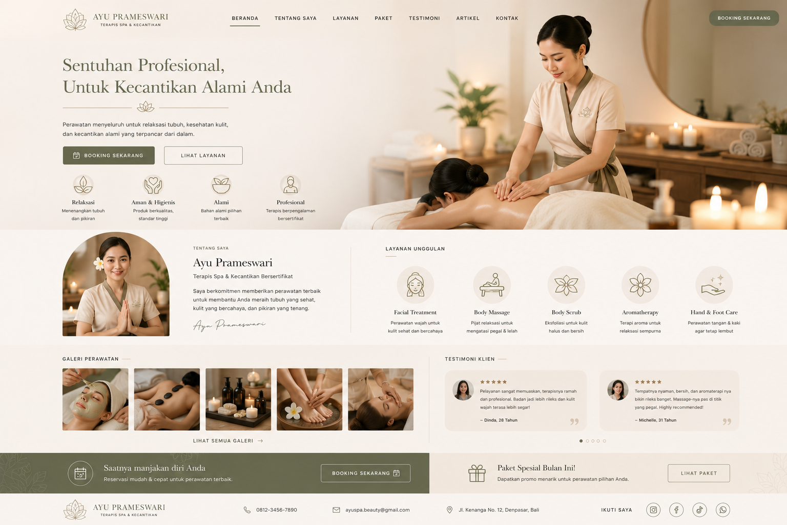 Preview desktop template landing page Terapis Spa