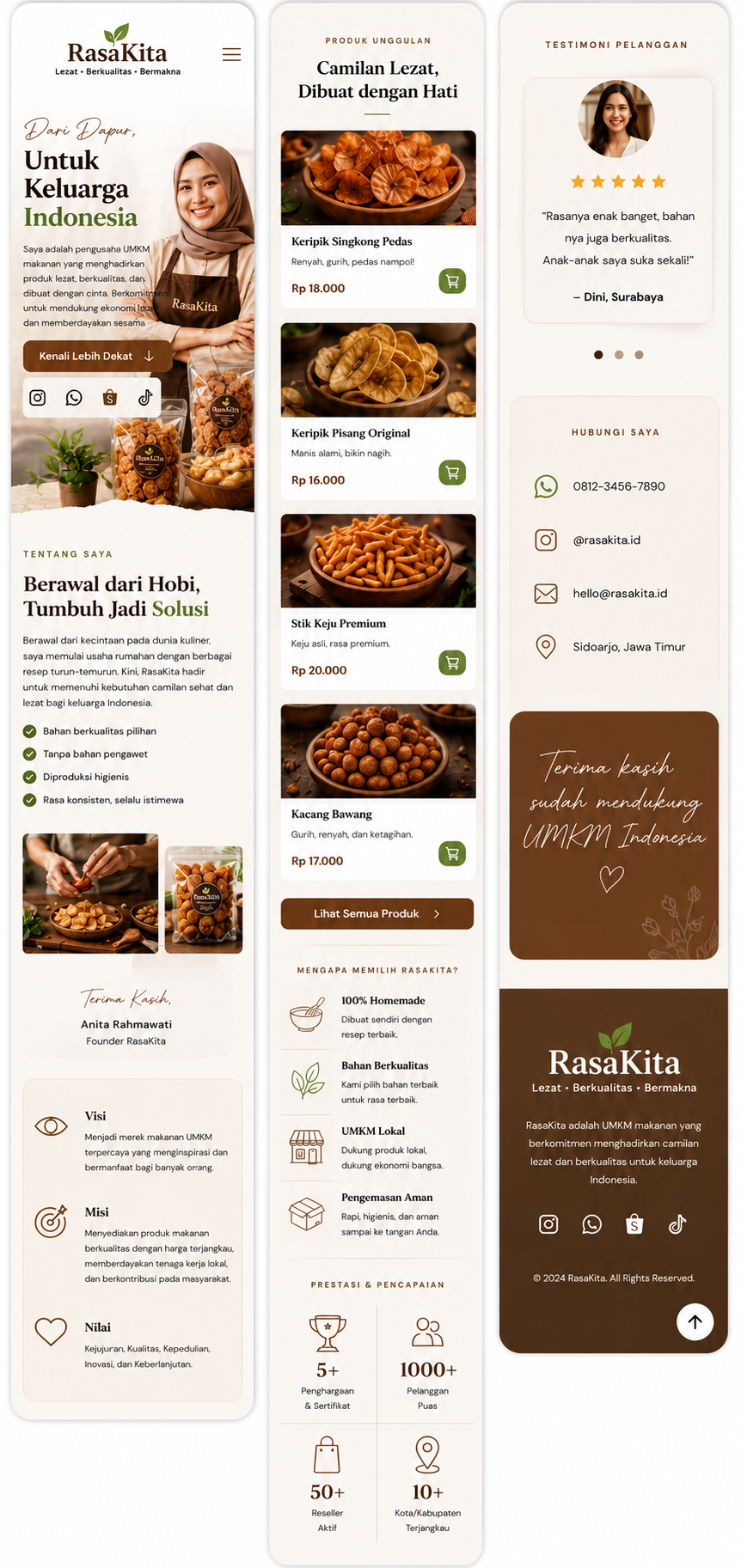 Preview mobile template landing page Pengusaha Makanan (UMKM)