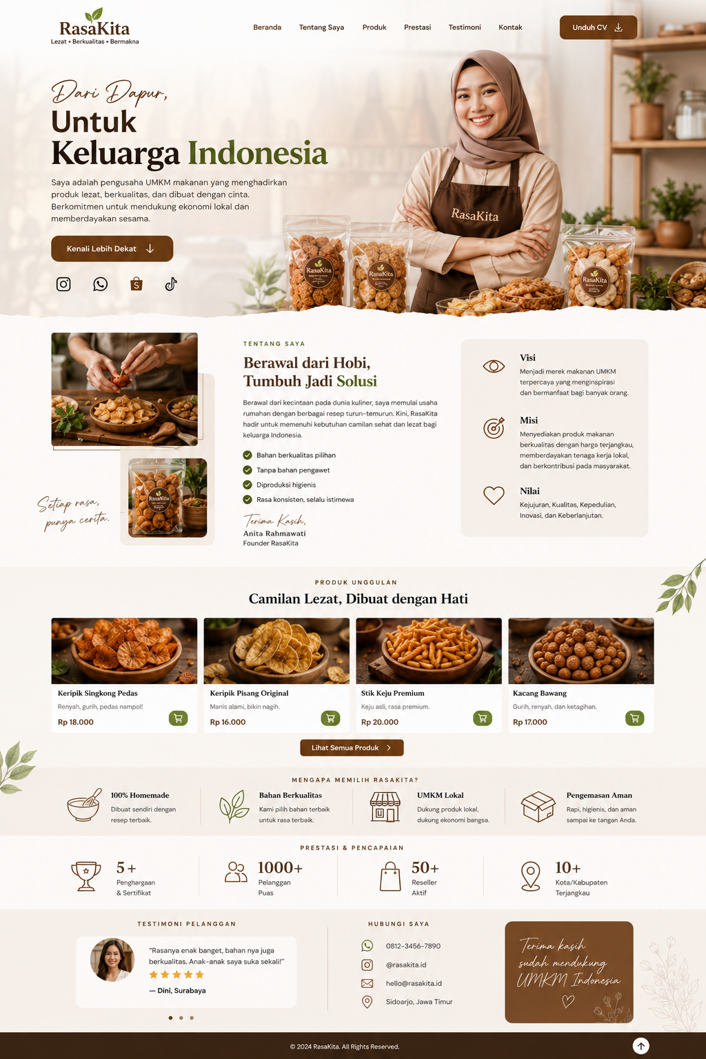 Preview desktop template landing page Pengusaha Makanan (UMKM)